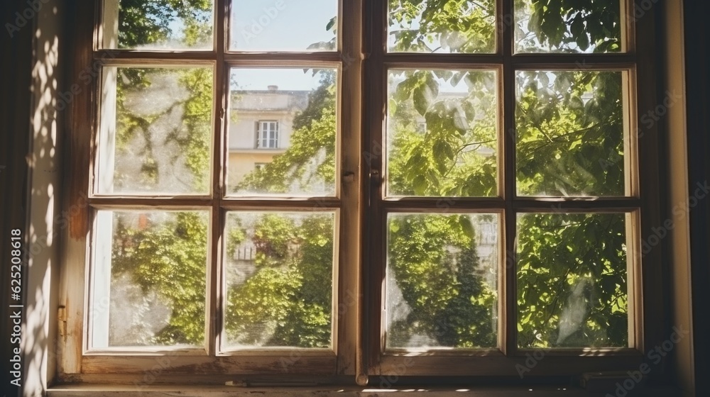 Interior Shot of Window Frame during Spring Time Sunny Day generative AI. Interior Shot of Window Frame during Spring Time Sunny Day generative AI.
