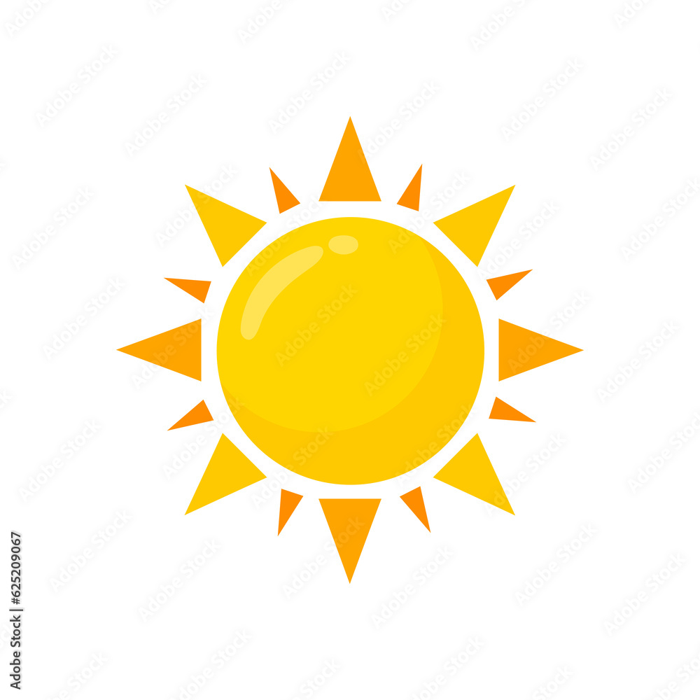 yellow sun icon Simple cartoon style design. The rays of the sun in summer yellow sun icon Simple cartoon style design. The rays of the sun in summer