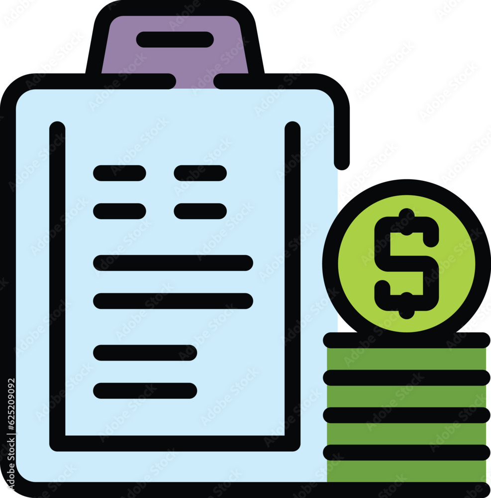 Money case icon outline vector. Cash pile. Dollar payment color flat