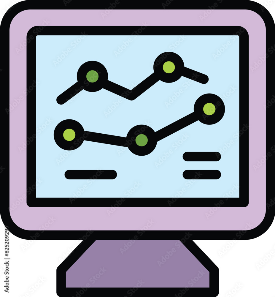 Digital online diagram icon outline vector. Web business. Internet strategy color flat Digital online diagram icon outline vector. Web business. Internet strategy color flat