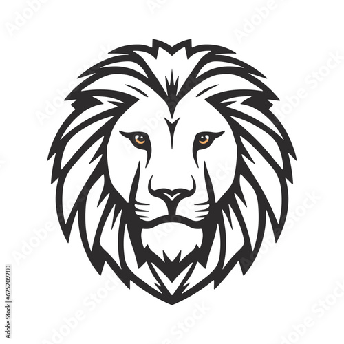 Simple geometric style lion face head logo symbol line art vector template