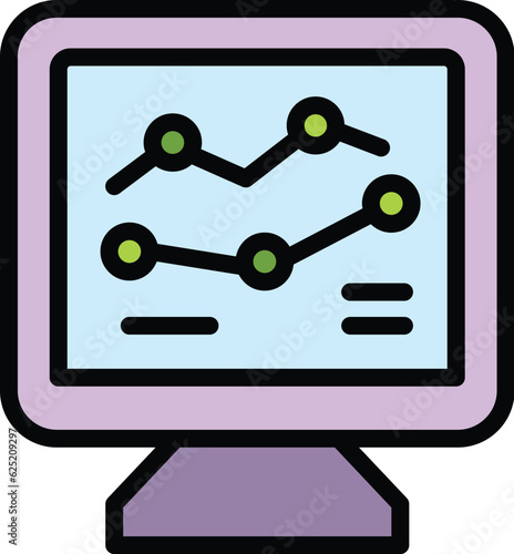 Digital online diagram icon outline vector. Web business. Internet strategy color flat
