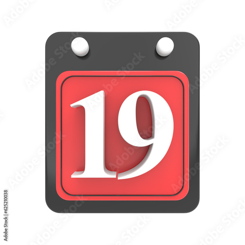 Calendar Day 19 Icon 3D Render © Graphic123
