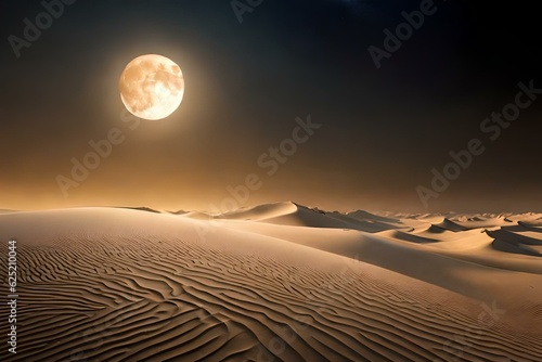 desert landscape with moon generated with AI technology 
