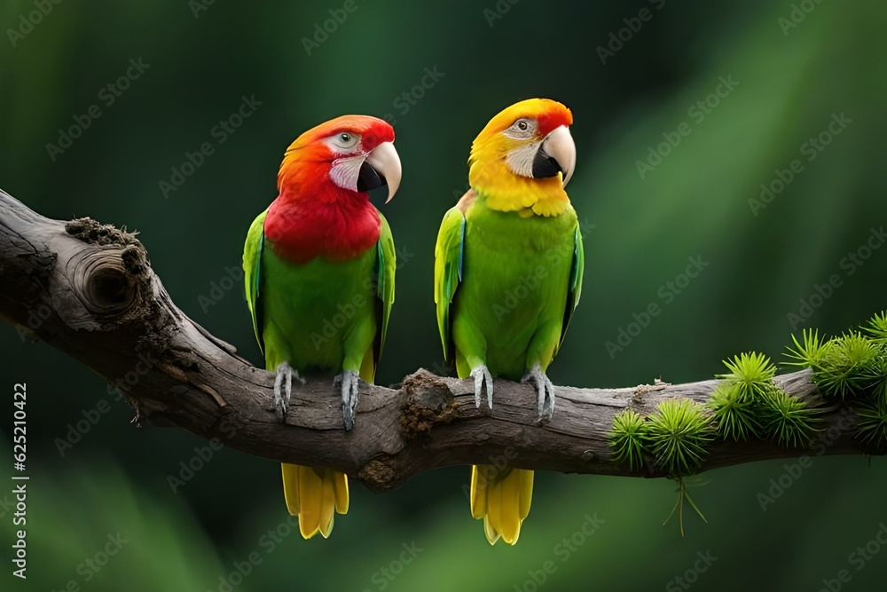 pair of parrots generated with AI technology 