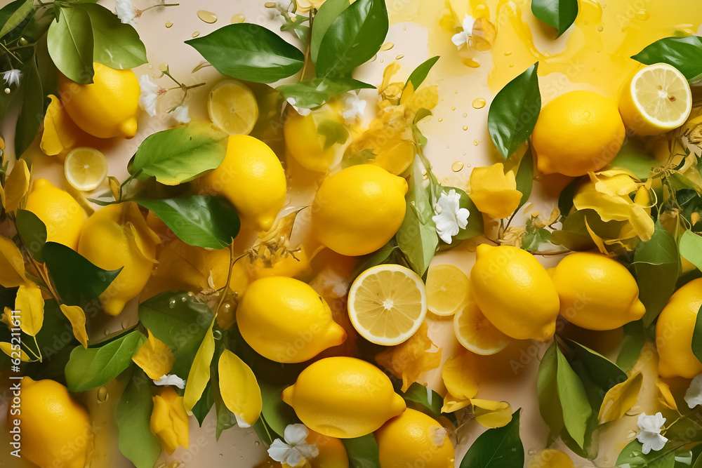 A visually captivating shot of a lemon, distinct from a lime, evoking a sense of tangy delight, suitable for vibrant food-related compositions and natural wellness themes. Generative AI.