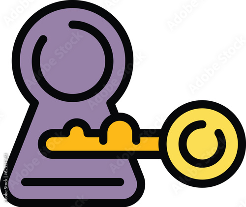 Door lock icon outline vector. Smart digital. Electronic remote color flat