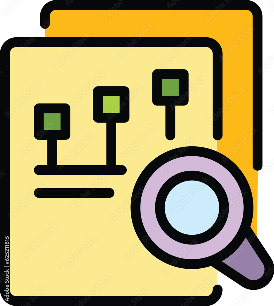 Data document icon outline vector. File record. Form mark color flat Data document icon outline vector. File record. Form mark color flat