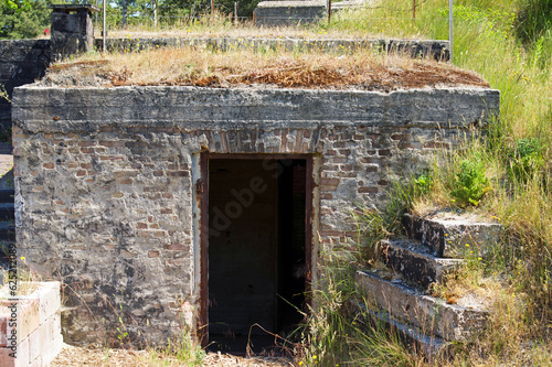 Entrance of a second world war bunker that is part of the Atlantic Wall on the island of Terschelling in the Netherlands