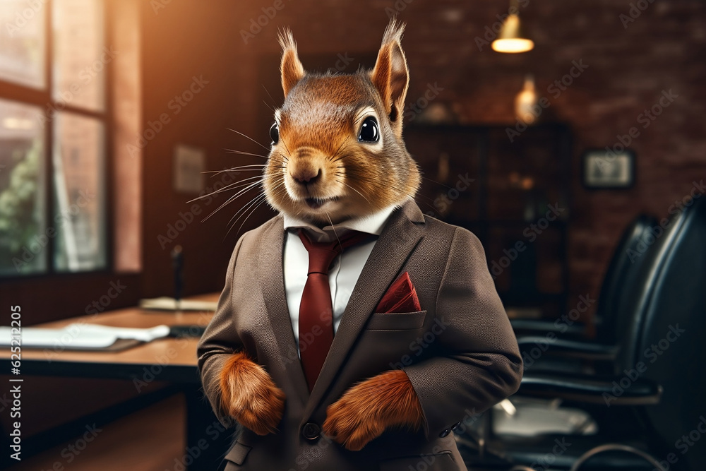 The Dapper Executive A Squirrel In A Sharp Business Suit Commands 