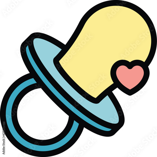 Baby nipple icon outline vector. Dummy pacifier. Soother bottle color flat
