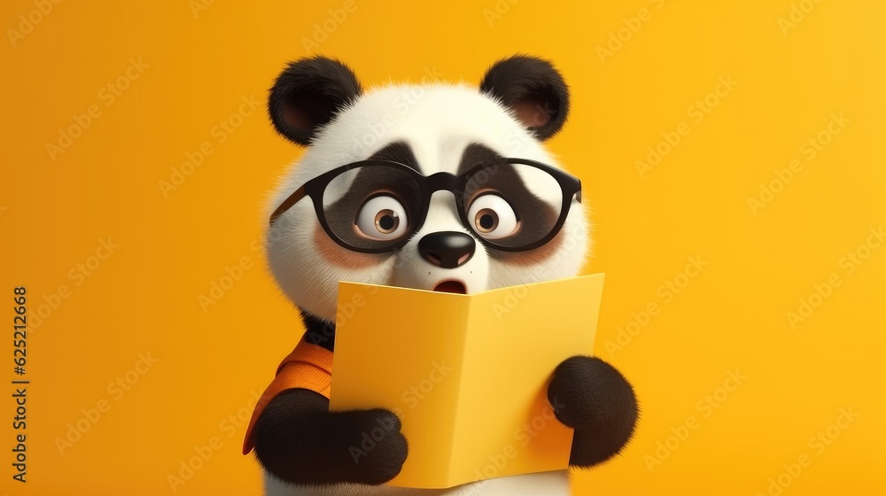 Cute happy cartoon panda holding a blank sign. Created with Generative AI. Cute happy cartoon panda holding a blank sign. Created with Generative AI.