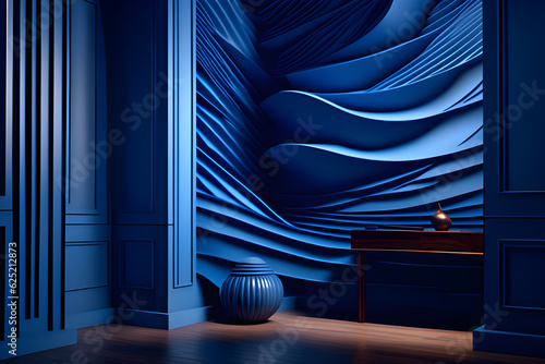 stylish interior blue wall. Genertive AI