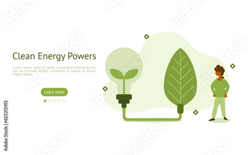 sustainability illustration set. renewable green electricity from clean energy. clean energy source concept. vector illustration.