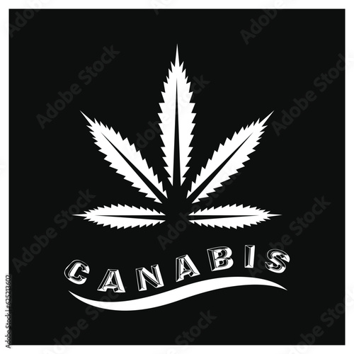 Mariuhana leaf symbol, marijuana or hemp icon, cannabis medical sign