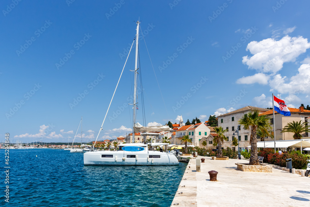 Rogoznica waterfront and marina at the Mediterranean Sea vacation in Croatia