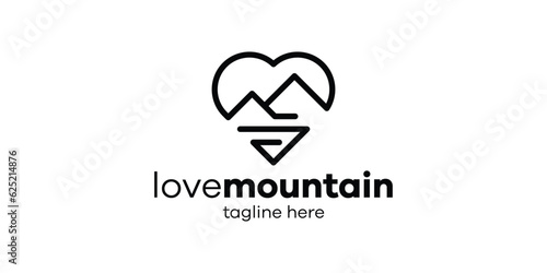logo design love and mountain icon vector minimalist