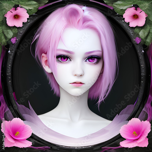 girl with flower. Generative AI