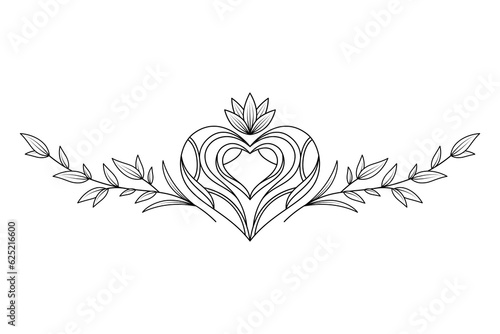 monochrome floral heart logo design
