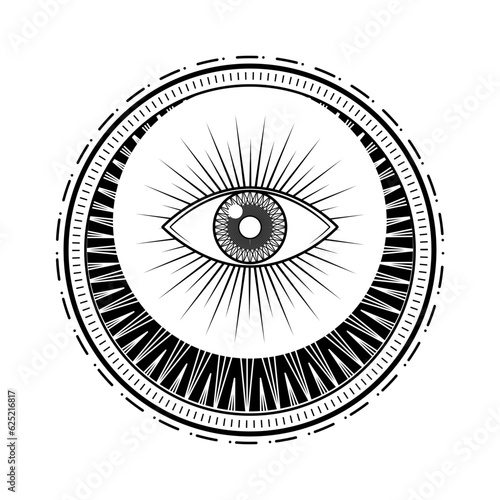 mysterious magical monochrome eye moon vector design