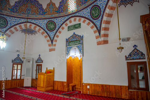 Mihrab of Tekke Camii Mosque in Haji Bektash Veli Complex. The building is an Alevi Islamic Cultural Monument at the town of Hacibektas, Nevsehir Province, Turkey.  photo