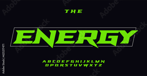 Energetic sports alphabet, dynamic italic edgy acute spike letters, racing font for speed logo, emphasis headline, speedy heroes typography, modern typographic design. Vector typeset.