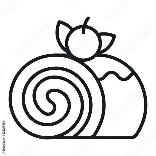 Swiss rolls with chocolate cream filling, modern icon of sponge cake