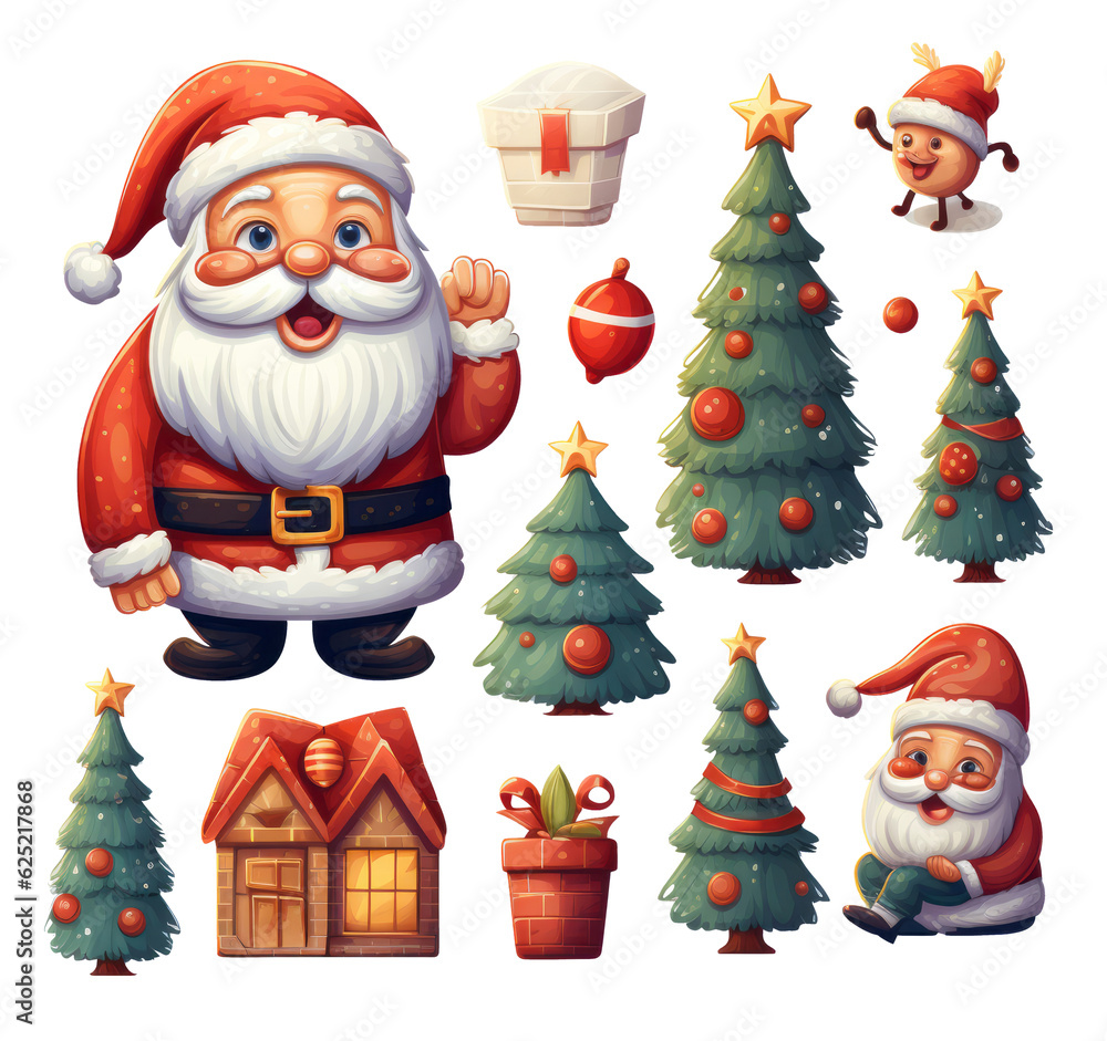 santa claus and christmas tree set - transparent santa claus and christmas tree set - transparent