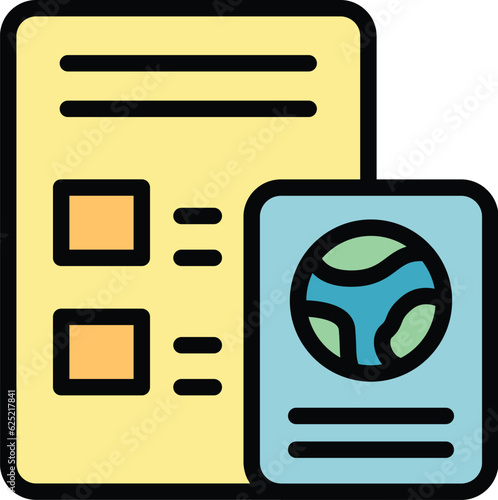 Election paper icon outline vector. Ballot vote. Referendum box color flat