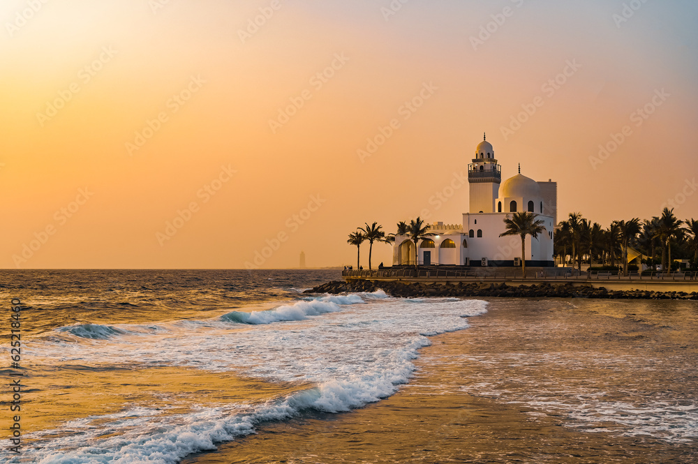 Island Mosque Jeddah during sunset