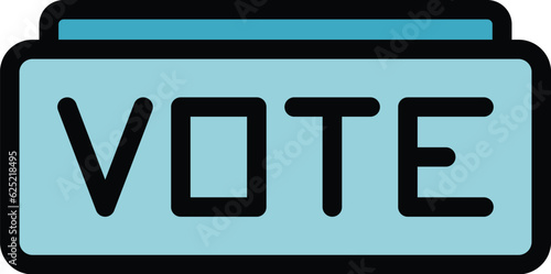 Voting campaign icon outline vector. Ballot vote. Election poll color flat