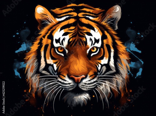 Tiger Portrait Clipart, A Majestic Roa Illustration of a Dangerous Jungle Predator, Generative AI