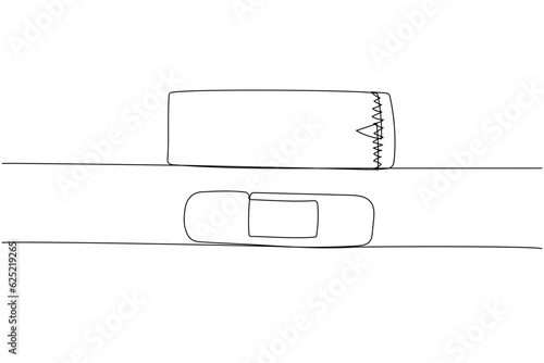 Medical plaster, Corn Plaster, elastic medical plaster or adhesive plaster, First Aid Medical, Surgical Tape one line art. Continuous line drawing of medication, healthcare, clinical, disposable