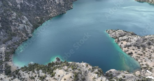 Aerial footage of usnea hosted on pine trees tibet, China photo