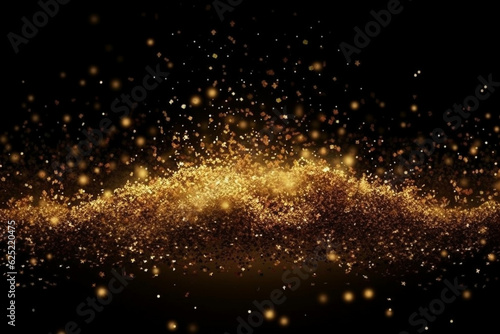 Luxury gold glitter particles on black background