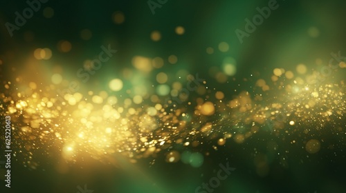 green with golden light grains elegant background