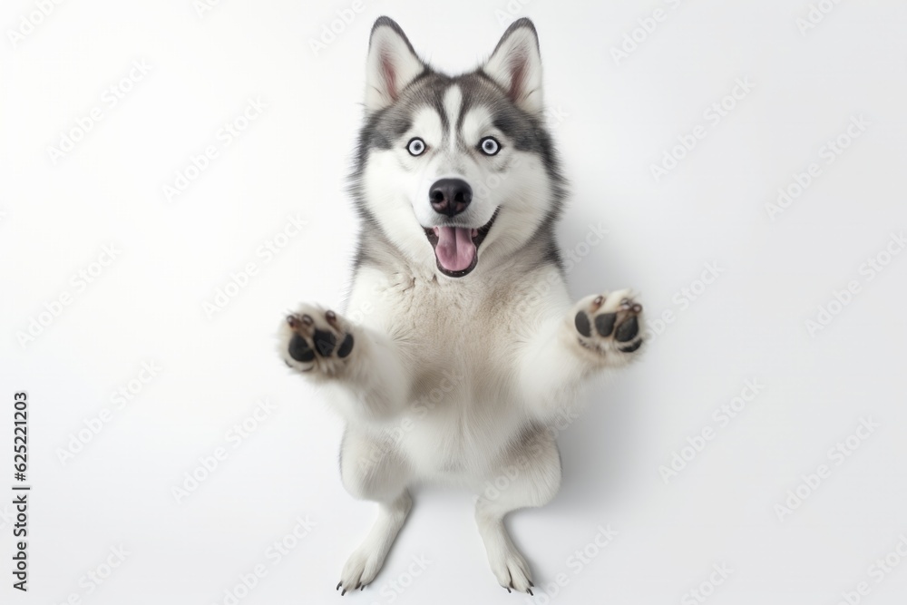 Cute Siberian Husky Sitting on White, A Playfully Surreal Photography of Emotive Faces, Generative AI Cute Siberian Husky Sitting on White, A Playfully Surreal Photography of Emotive Faces, Generative AI