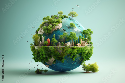 World environment and earth day concept with globe, nature and eco friendly environment. Generative AI