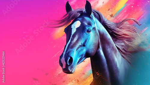 A Horse in a Colorful Background, Digital Render