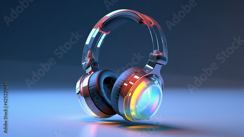 Fototapeta Naklejka Na Ścianę i Meble -  headphones on blue background HD 8K wallpaper Stock Photographic Image
