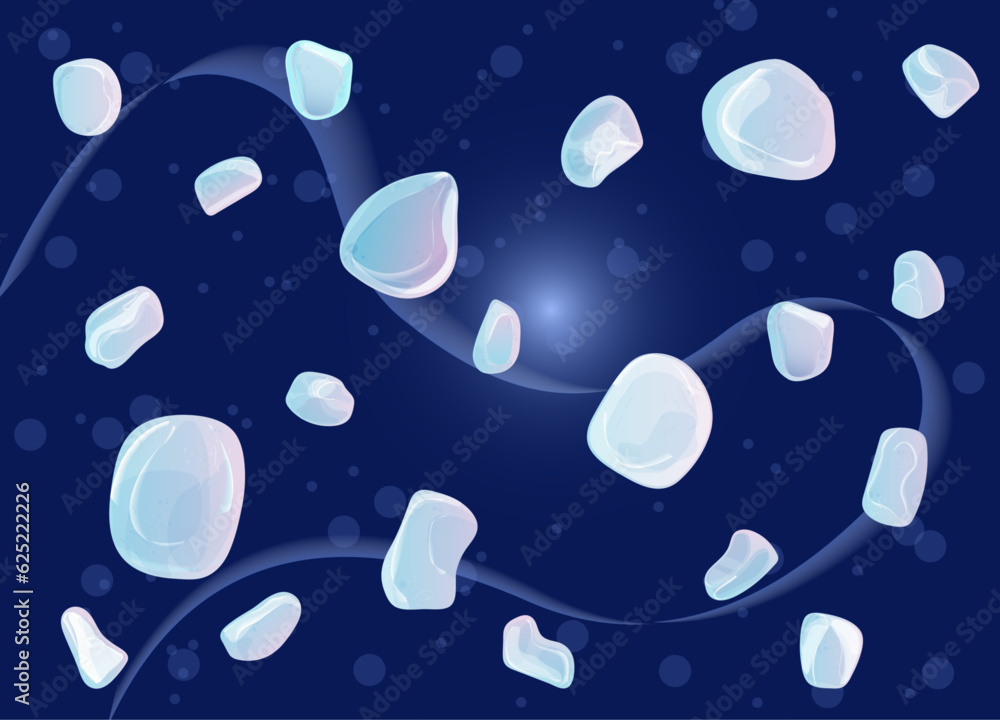 Crystal Set. Healing Transparent Healing Quartz. Blue Gradient Transparent Bright Gemstone. Magic Stone Crystal Set. Healing Transparent Healing Quartz. Blue Gradient Transparent Bright Gemstone. Magic Stone