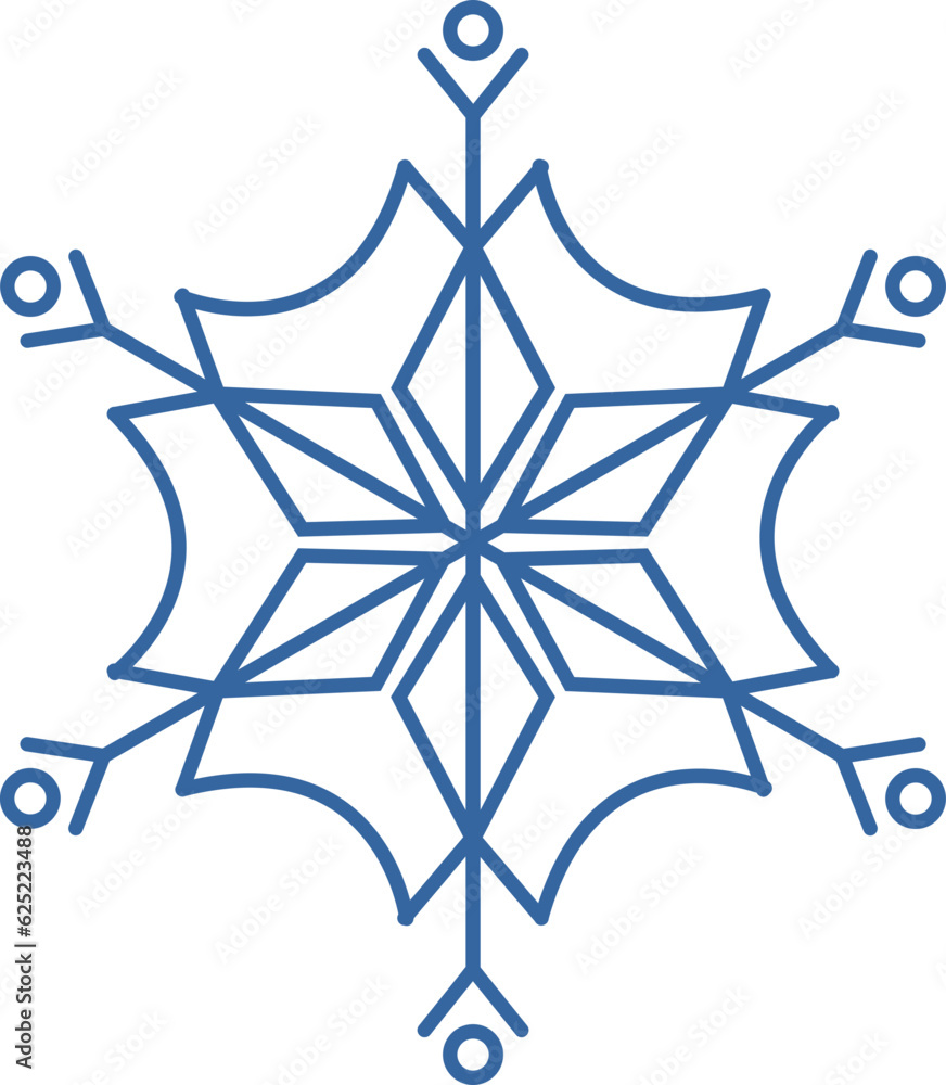 Blue geometric linear snowflake icon Blue geometric linear snowflake icon
