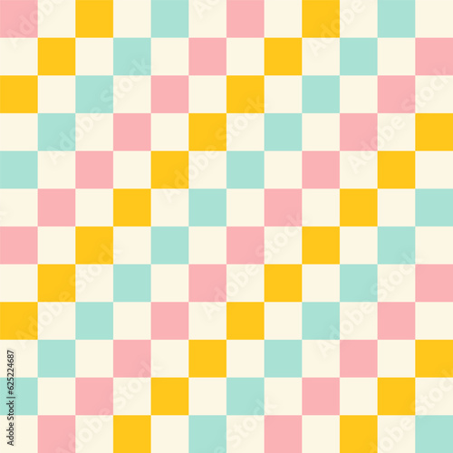 Regular squares soft vintage pink blue yellow beige