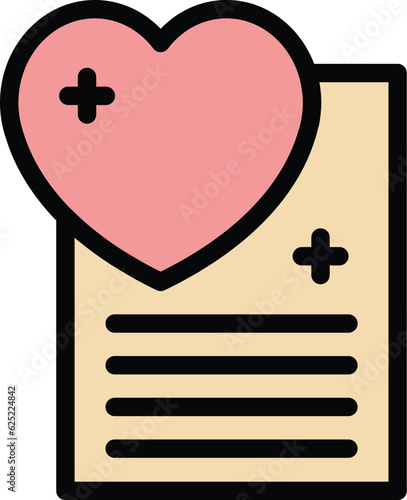 Heart health paper icon outline vector. Medical card. Hospital pictogram color flat