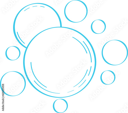 Water bubble in doodle style. Bubbles hand drawn illustration. Line water drops in sketch style. Foam drop, fizz or soda outline.