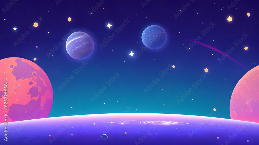 銀河の惑星、流星|galaxy planets, meteors, Generative AI 銀河の惑星、流星|galaxy planets, meteors, Generative AI