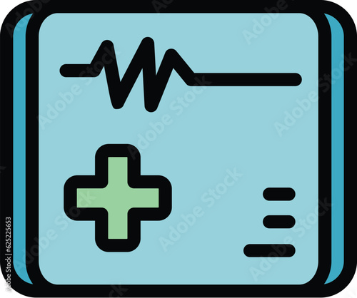 Medical cardiac aid icon outline vector. Heart pulse. Anatomy doctor color flat