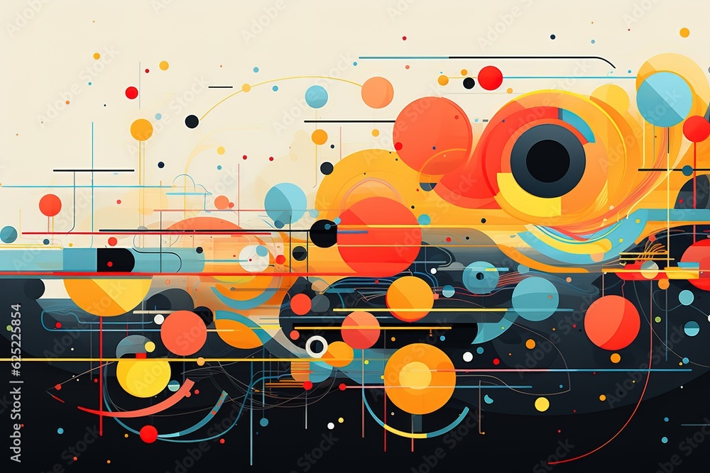 A colorful abstract design with a mix of organic and geometric shapes A colorful abstract design with a mix of organic and geometric shapes