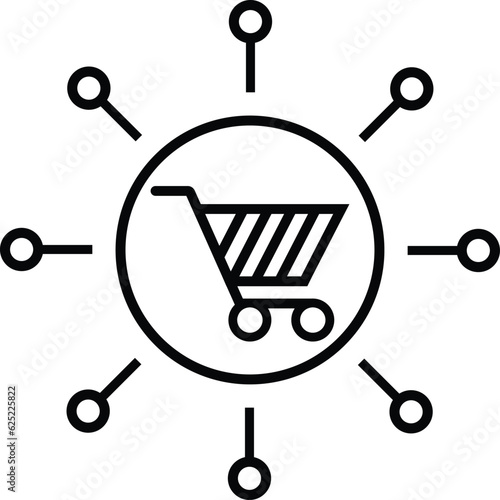 e commerce solutions icon, shopping cart icon