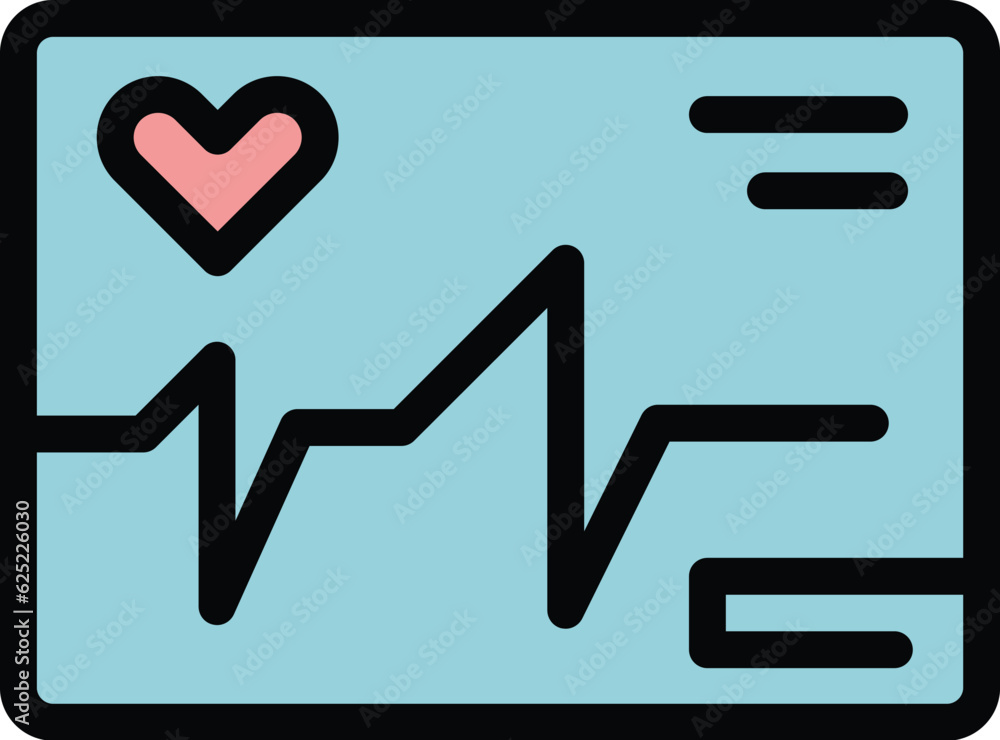Cardiogram paper icon outline vector. Ecg heart. Beat electrocardiagram color flat Cardiogram paper icon outline vector. Ecg heart. Beat electrocardiagram color flat